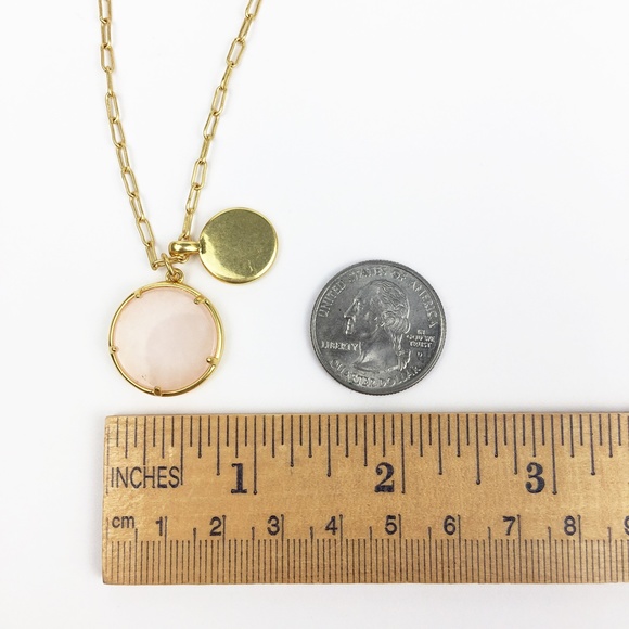 Madewell Stone Collection Rose Quartz Pendant Necklace 24" to 27" Length - Picture 8 of 11